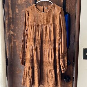 Old Navy Rust Long-Sleeve Dress